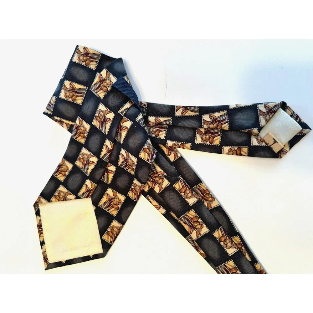 Tommy Bahama 100% SILK‎ Tie Dk Green Gray Golf Clubs Summer Golf Dad Handmade